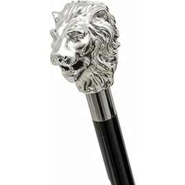 Wooden Cane Walking Stick Lion Head Handle Designer Handmade Walking Stick Unisex Solid Metal and Natural Wood 36 inch