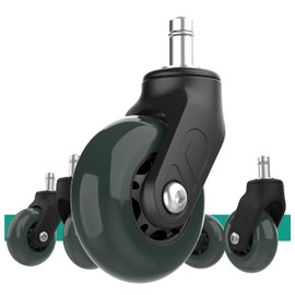 Riantwheel, Office Chair Wheels Replacement Rubber Chair casters for Hardwood Floors and Carpet, Set of 5, Office Chair casters (Green)