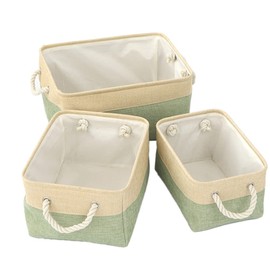 Pack of 1 Linen Storage Basket, Double Colour Matching Storage Basket, Storage Basket with Rope, Basket Storage Baskets, Changing Table Organiser, for Bathroom, Bedroom, Living Room, Green, S