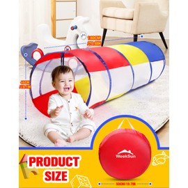 WEEKSUN Children's Tunnel, 180 cm Play Tunnel for Children, Crawling Tunnel for Children with Breathable Mesh Window, Pop-Up Design with Carry Bag, Tunnel for All Small, Indoor and Outdoor Use
