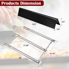 Hiorucet 7636 Flavorizer Bars And 69787 Grill Burner for Weber Spirit 300 And GS4 Spirit II 300 with Front Control, Spirit E310 E320 S330 E330 S310 S320 SP310 for 15.3" Heat Plate And 18" Grill Burner