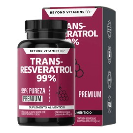 Trans Resveratrol Capsulas Calcio Alta Concentración Puro Blanco Cápsulas Veganas Vitaminas Mujer Hombre Meses
