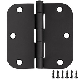 Door Hinges for Interior Doors 6-Pack 3.5-inch x 3.5-inch – Rounded 5/8-inch Radius Steel Door Hinge – Matte Black – Fits Standard Doors – Design House 189548