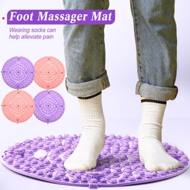 Threlaco 4 Pack Foot Massager Mat Foot Reflexology Pad with Magnetic Relaxation Massage Feet Pressure Point Pad Anti Fatigue Walk Stone Acupoint Mat Particle Portable Massage Tool(Purple and Pink)