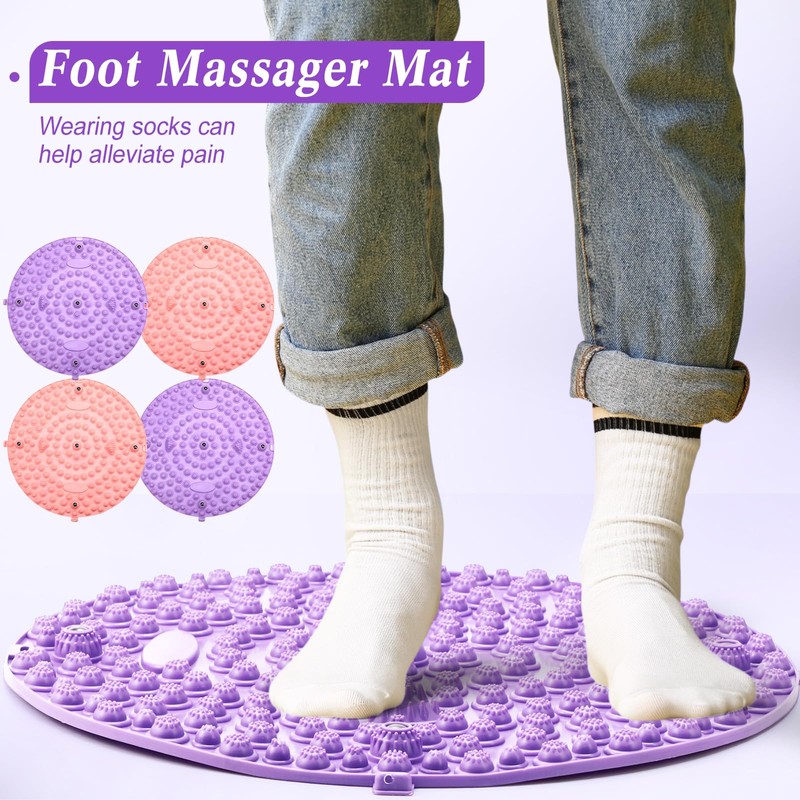 Threlaco 4 Pack Foot Massager Mat Foot Reflexology Pad with