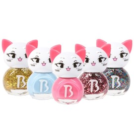 Bably Kids Nail Kitten Children's Manicure Bling Bling Set 5p, sky ping + pink ping + gold bling ping + pink bling ping + five-colored bling ping, 1 piece / 바블리 키즈네일 냥이 어린이매니큐어 블링블링 세트 5p, 하늘핑 + 핑크핑 + 골드블링핑 + 핑크블링핑 + 오색블링핑, 1개