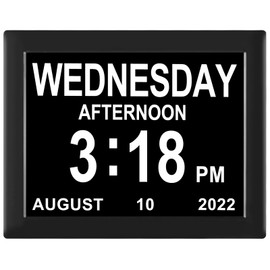 TSITSC Digital Calendar Clock Date and Time Day of The Week Clock 8 Alarm Options + Auto Dimming for Seniors Dementia Elderly Patients(8-Inch, Black)