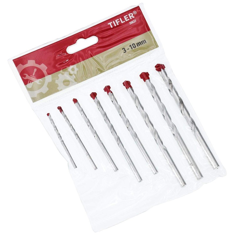 Tifler Masonry Drill Bit Set, 8-Piece Set, 3-10 mm Drill
