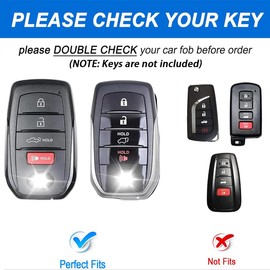 WiiLemz Key Fob Cover for Toyota, Premium Soft Leather Key Case Shell with Key Ring for Toyota Venza RAV4 Prime Land Cruiser Fortuner Grand Highlander Corolla Cross Hilux (RED)