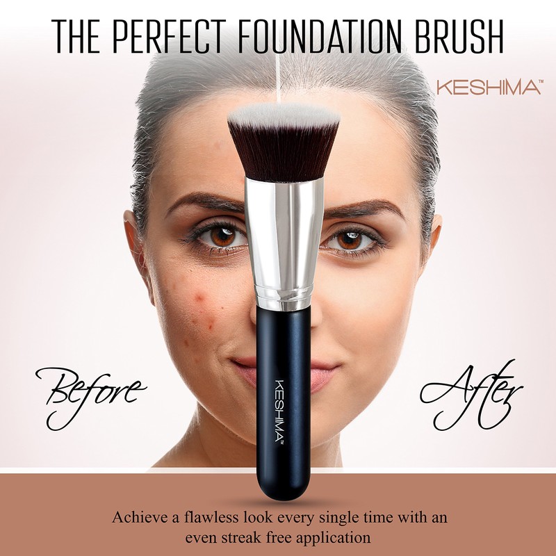 Keshima Flat Kabuki Foundation Brush Makeup Brush for Liquid, Cream