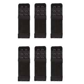 Yesmin Pack of 6 Bra Strap Extenders Extensions Elastic Extender Set 2 Hooks 1.3cm Spacing (Black)
