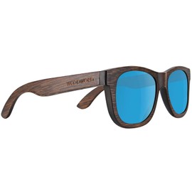 WOODWORD Polarized Wood Sunglasses for Men Women - Sunglasses for men - Bamboo Wood Sunglasses with Case (Blue)