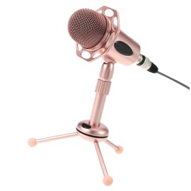 Operitacx 1Satz Mikrofon mit Stativ Drehbarer für PC Smartphone für Live Streaming Voice Chat Karaoke Konferenzen Leicht Tragbar rutschfeste Silikonkugel