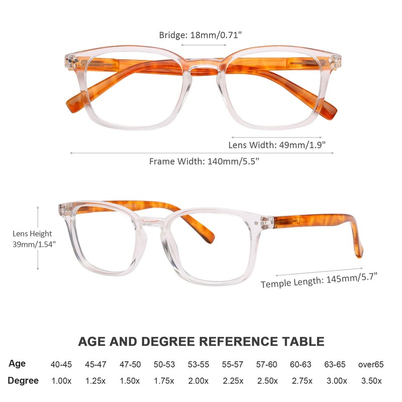 AQWANO Clear Reading Glasses for Women Men 2.5 Blue Light