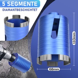 M16 Turbo Diamond Can Countersink 68 mm Including SDS-Plus 95 mm Usable Length 5 Diamond Segments Diamond Core Drill Bit with Centre Drill for Concrete, Masonry, Brick, Poroton, Plaster