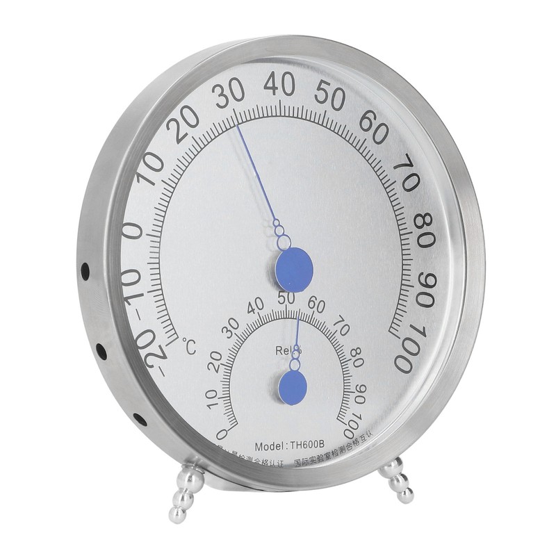 Round Thermometer Stainless Steel Waterproof Heat Resistant Thermometer Hygrometer for