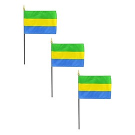 Gabon 4 x 6 Inch Stick Flag - 3 PK