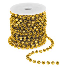 PATIKIL 33 Feet Pearl String 8 mm Craft Pearl Bead Garland Faux Beads Spool Roll Strands Pearls Chain Trim for Wedding Party Flower Christmas Tree Decoration DIY Crafts, Dark Gold