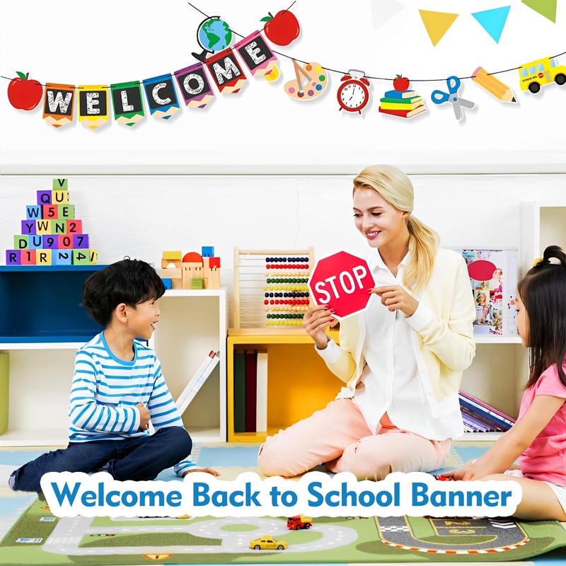 2Pcs Welcome Banner Classroom Banner Decorations, Back To School Decorations