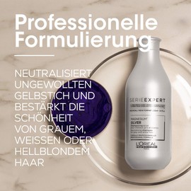 L'Oréal Professionnel Série Expert Silver Shampoo - Neutralises Yellow Tone, Gives Grey & White Hair Shine 100ml