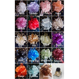 POSHNPRETTY 6" Arabesque Sheer Ribbon w/Satin Edge Pull Bow 18 Loops by 1.5" - Packs of 12 (Yellow)