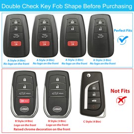 OLLEN TPU Key Fob Cover with Bling Ring, Fit for Toyota, Full Protection Soft TPU Key Case, 4 Button, with Ring, Blue