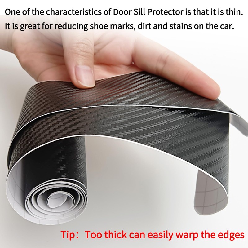 LANZMYAN Car Door Sill Protector,4D Carbon Fiber Anti-Scratch Cover Strips,Universal