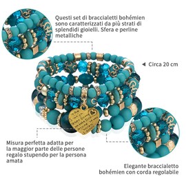 RIXERKOC Bohemian Stretch Bead Bracelets for Women and Girls Crystal Bracelets Heart Fashion Jewellery with Beads, Acrylic