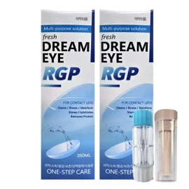 Dream Eye 드림아이 하드렌즈용액 350ml X 2개 (뽁뽁이+하드렌즈케이스) Dream Eye Hard Lens Solution 350ml x 2 (with Pouch and Hard Lens Case)
