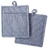 DII 100% Cotton Solid Chambray Kitchen Set, Potholders, Blue, 2