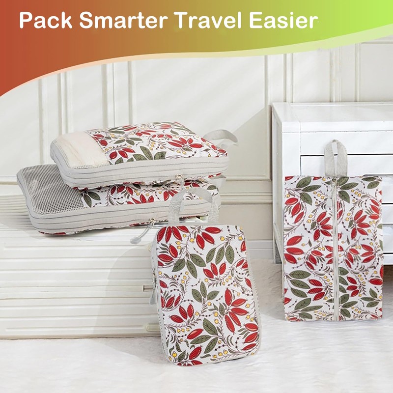 Compression Packing Cubes,4 Pcs Travel Packing Cubes Set,Lumobrilla Travel Organisers