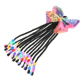 FRCOLOR Braided Wig Synthetic Ponytail Extension with Beaded Bowknot for Comfortable Easy to Wear for Braiding Hair and Styling Outfits