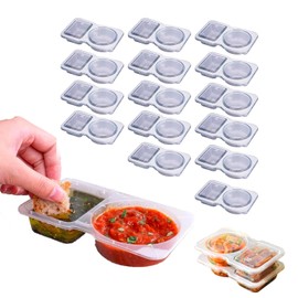 2 Compartment Snack Containers，Snack Packs Containers Reusable, Clear Portable Snack Box for Dips Travel(15pcs)