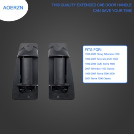 Aoerzn Premium Extended Cab Door Handle Rear Left Driver and Right Passgenger Side, Fits for 1999-2007 Chevy Silverado GMC Sierra 1500 2500 3500, Replaces# 15758172, 15758171