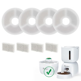Sandpoy 4 Pack Replacement Filters & 4 Pack Pre-Filter Sponges Set - Cat Water Fountain Filters for Sandpoy Automatic Cat Feeder and Water Dispenser
