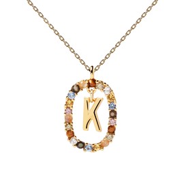 PDPAOLA - Necklace Letter K - 925 Sterling Silver 18k Gold Plating - Women's Jewellery, Gold, No Gemstone