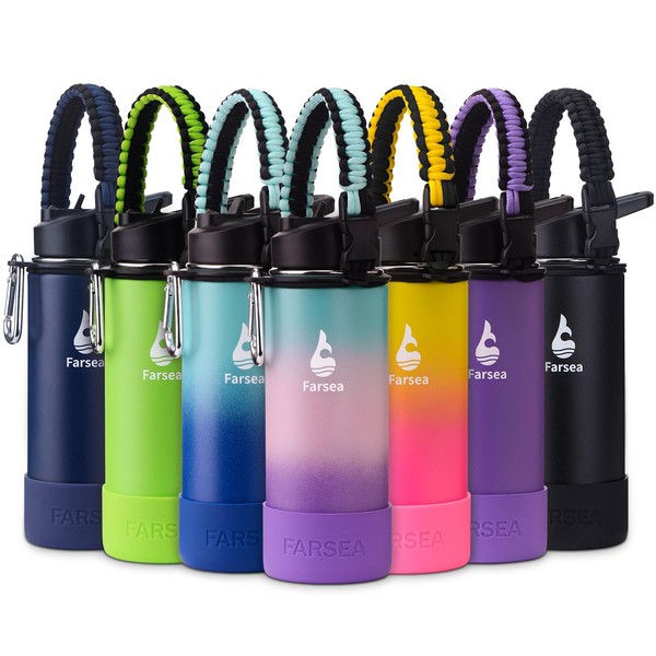 Farsea Insulated Water Bottle With Paracord Handle, Protective Boot and