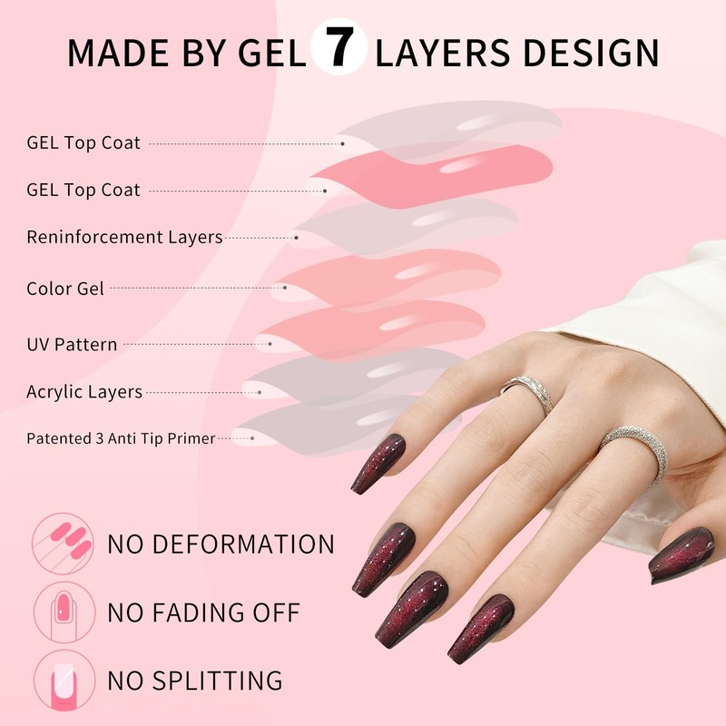Cat Eyes Press On Nails,12 Sizes - 24 Pcs Soft