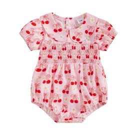 Himllauen Baby Girl Summer Romper Casual Floral Print Sleeveless Jumpsuit Cute Sweet Romper Newborn Clothes for Baby Girls (Pink, 0-3 Months)