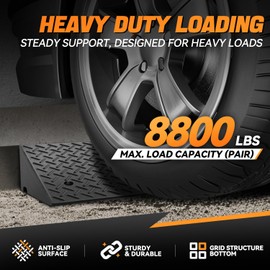 Auto Dynasty Rubber Curb Ramps, 7.9" Lift Height Curbside Driveway Ramp, 4410 LBS/2T Capacity Sidewalk Curb Ramp for Cars Trucks Bikes Motorcycles Wheelchairs, 2 Pack