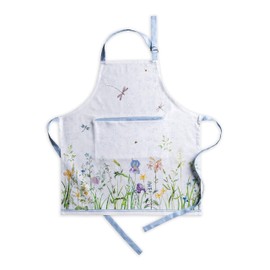 Maison d' Hermine Apron 100% Cotton 1 Piece Adjustable Neck Strap Easter Apron with Center Pocket & Long Ties for BBQ, Women, Men, Chef & Wedding, Fleurs De Mai - Spring/Summer (70 cm x 85 cm)