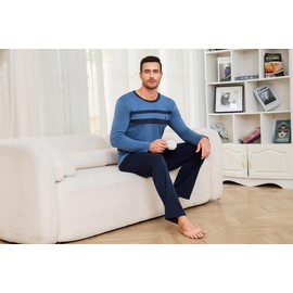 Marvmys Men's Cotton Sleepwear Men's Lounge Pants With Adjustable Drawstrings And Pocket Breathable & Comfortable Pajamas For Man Nightwear Navy Blue-1 S