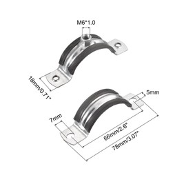 uxcell 40mm Rigid Pipe Strap Clamps, Carbon Steel Pipe Bracket Tube Clip M6 Nut Size for Water Tube Pipe 8 Pcs