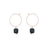 Black Tourmaline Raw Nugget Hoop Earrings in 14k Rose Gold