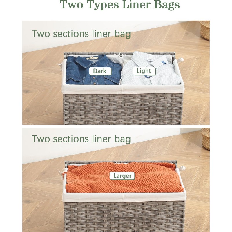 SETVSON Storage Basket with Lid Wicker Baskets for Storage with