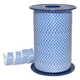Morex Ribbon 381/9-612 Polypropylene Gingham Curling Ribbon, 3/8" x 220 yd, Blue