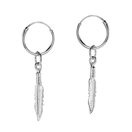 AeraVida Trendy Feather Flight .925 Sterling Silver Dangle Hoop Earrings | Chic Sterling Silver Dangle Hoop Earring for women | Gift for Daughter, Mother’s Day, Statement Fashion