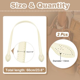 PATIKIL Leather Bag Handle Strap, 2 Pcs 23.6" L 5/8" W Replacement Leather Purse Straps Sew on Bag Handle for Purse Handbag Shoulder Making, Beige