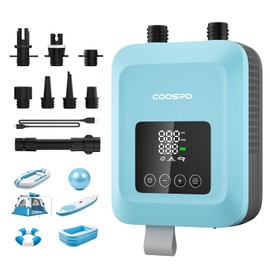 CooSpo Wave 20 Go Portable SUP Air Pump, 20PSI High Pressure Electric Inflator, 59.2Wh Rechargeable Battery Powered, Low Noise, Digital Display Auto Stop, Dual Mode Inflation for Kayak Paddle Board