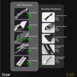 Caulking Silicone Smother Remover Tool, 7-in-1 kit Scraper, Silicone Smoother, Rubber Shovel, 5 Pads, Sickle, 4 Blades. Stainless Steel Nozzle applicator, Tile Grout Removal Set I Green